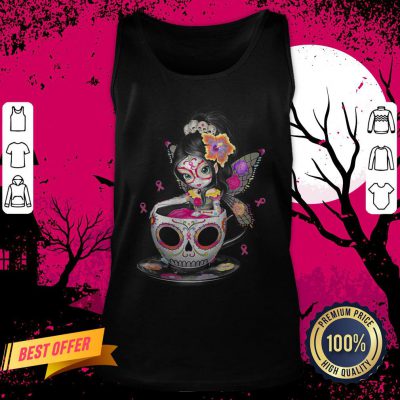 Cute Breast Cancer Girl Sugars Skull Halloween Day Of Dead Tank Top