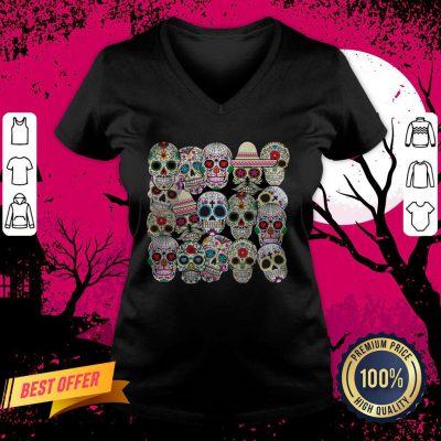 Day Of The Dead Sugar Skulls V Neck