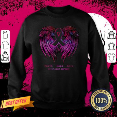 Faith Hope Love Breast Cancer Awareness Pink Wings Sweatshirt
