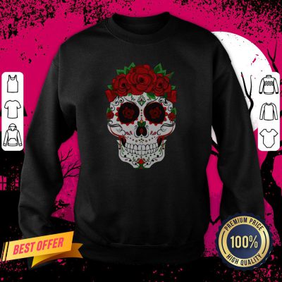 Floral Sugar Skull - Sugar Skull With Roses Sweatshirt