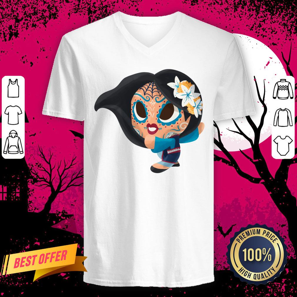 Forbidden City Muerta Dia De Muertos Day Of The Dead Sugar Skull V Neck
