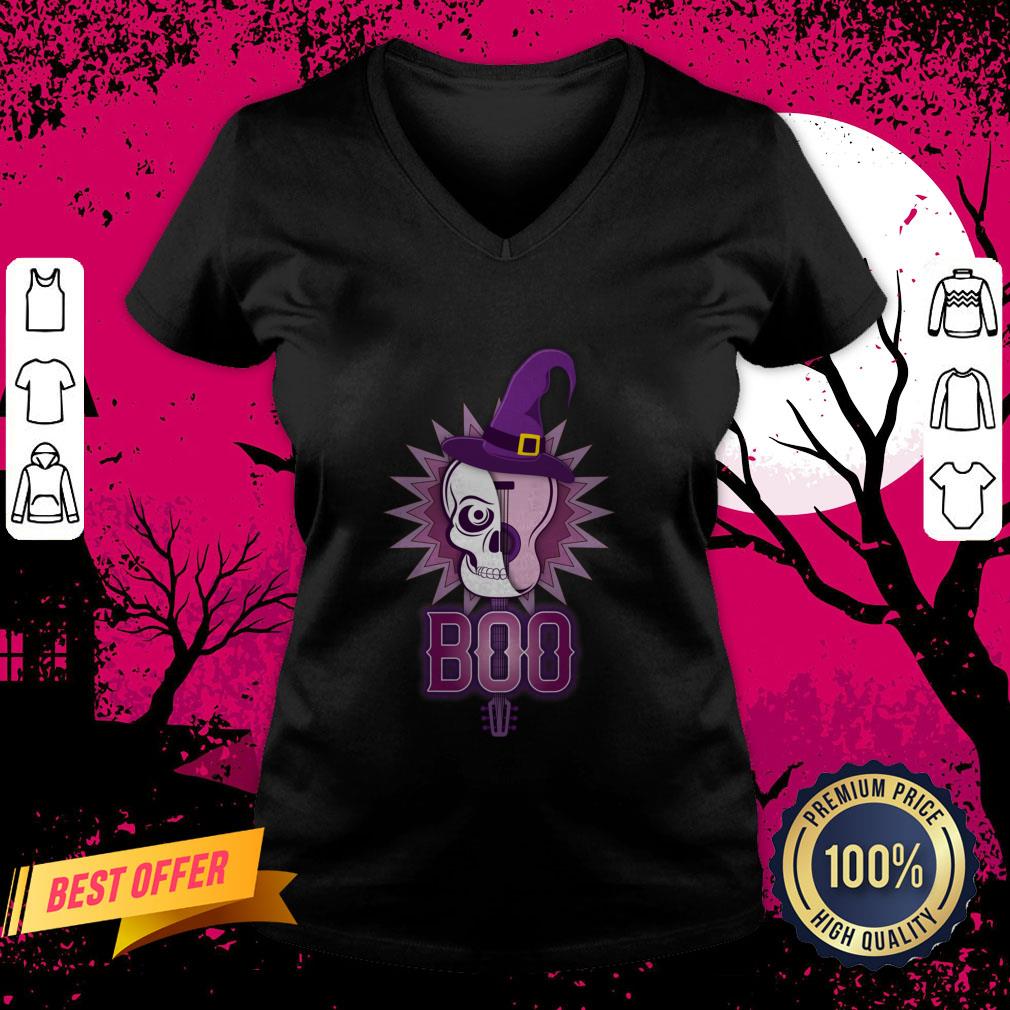 Funny Halloween Day Of The Dead BOO Skull Guitar Muertos V Neck
