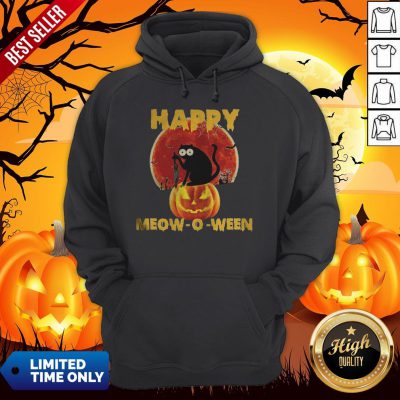 Halloween Black Cat Hold Knife Happy Meow O Ween Hoodie