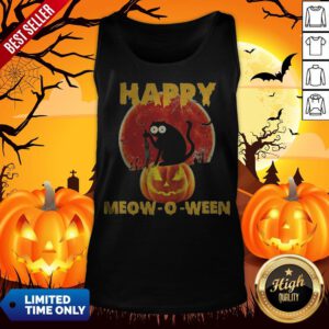 Halloween Black Cat Hold Knife Happy Meow O Ween Tank Top