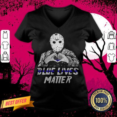 Halloween Jason Voorhees Blue Lives Matter American Flag V-neck