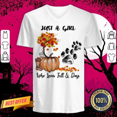 Halloween Just A Girl Who Loves Fall And Dogs V-neck