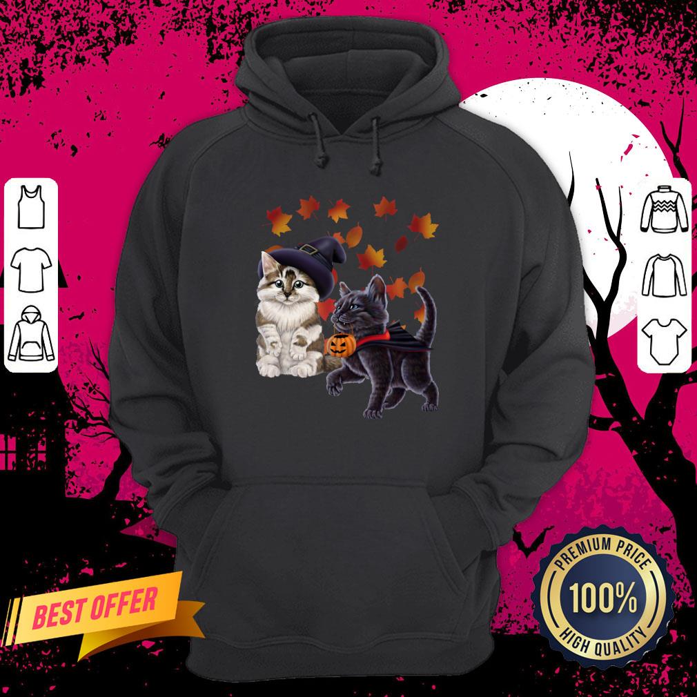 Hot Kittens A Witch And A Vampire Halloween Hoodie