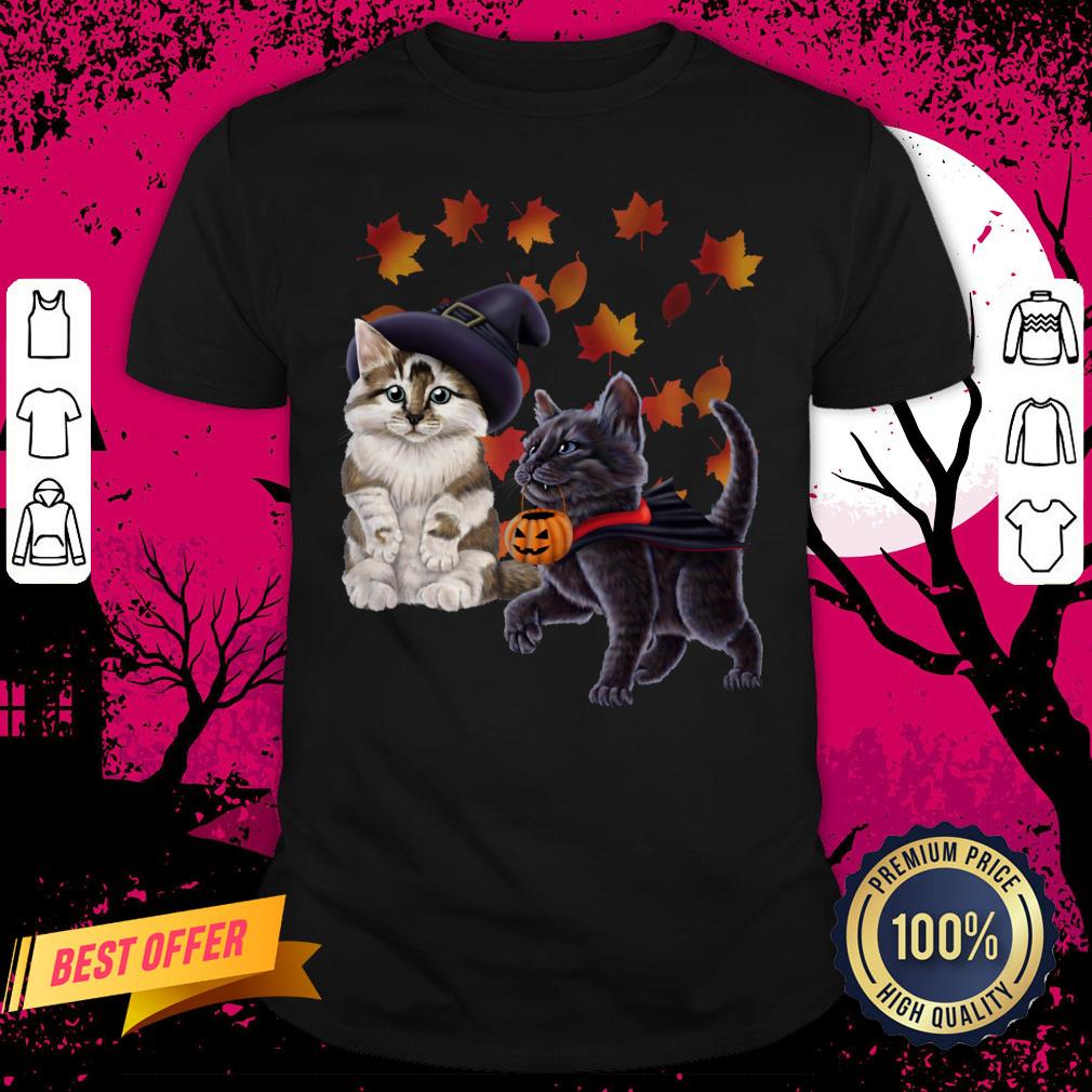 Hot Kittens A Witch And A Vampire Halloween Shirt