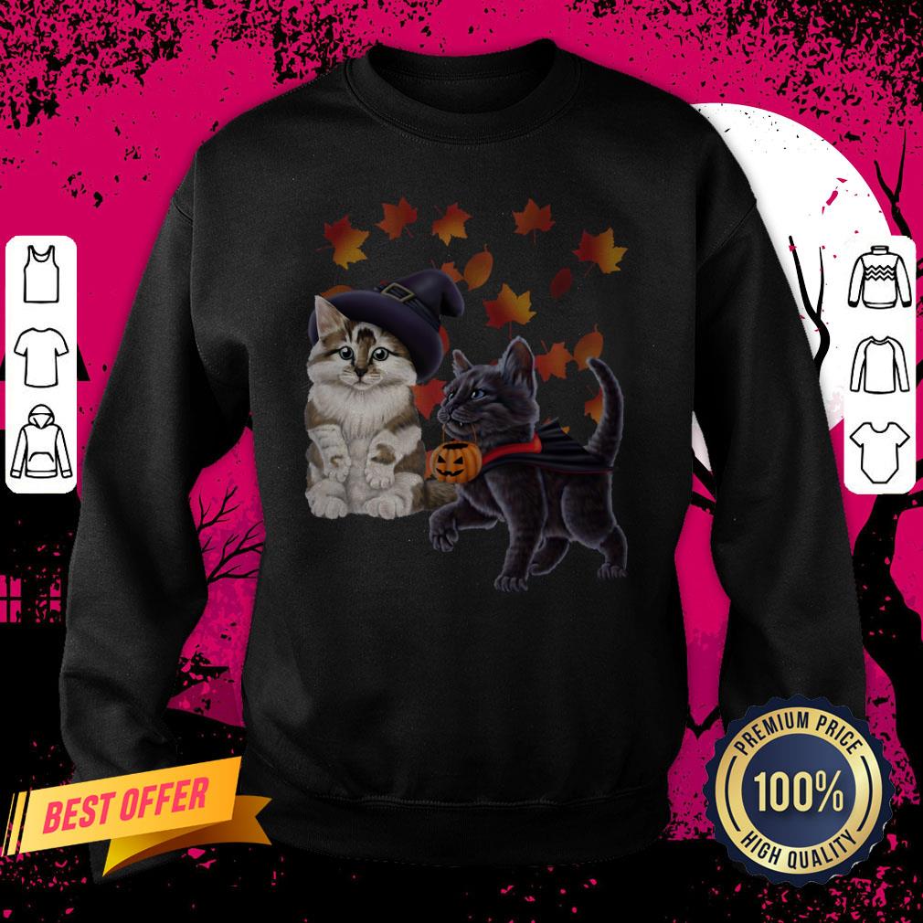 Hot Kittens A Witch And A Vampire Halloween Sweatshirt