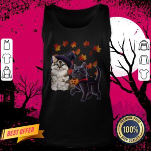 Hot Kittens A Witch And A Vampire Halloween Tank Top