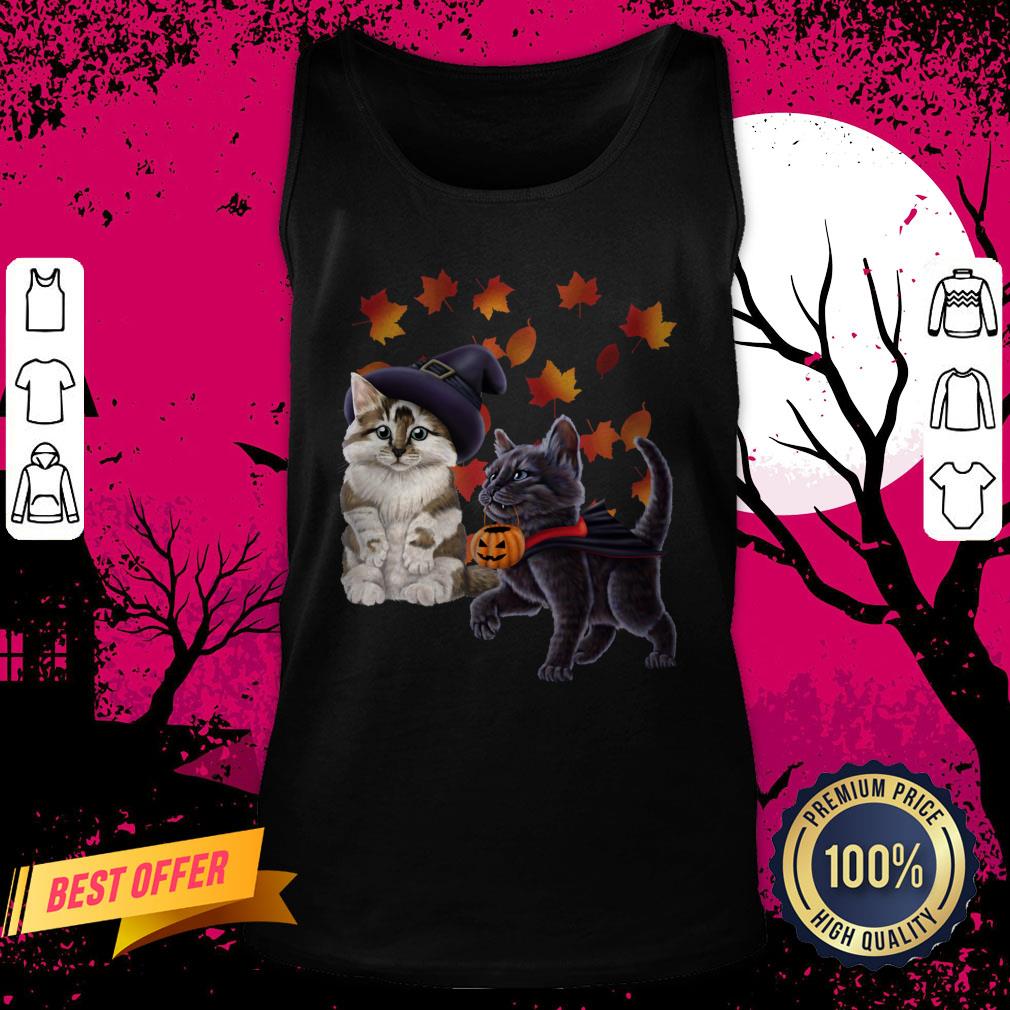Hot Kittens A Witch And A Vampire Halloween Tank Top