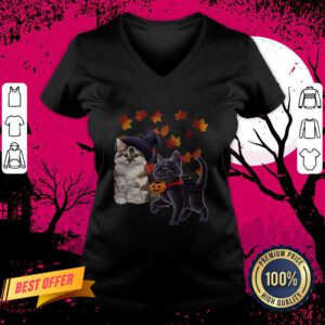 Hot Kittens A Witch And A Vampire Halloween V Neck