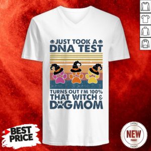 Just Took A Dna Test Turns Out I’m 100% That Witch Dog Mom Vintage Retro V Neck