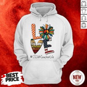 Love Steamteacherlife Peace Sunflower American Flag Hoodie