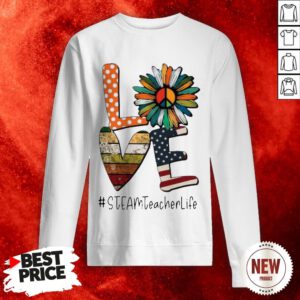 Love Steamteacherlife Peace Sunflower American Flag Sweatshirt