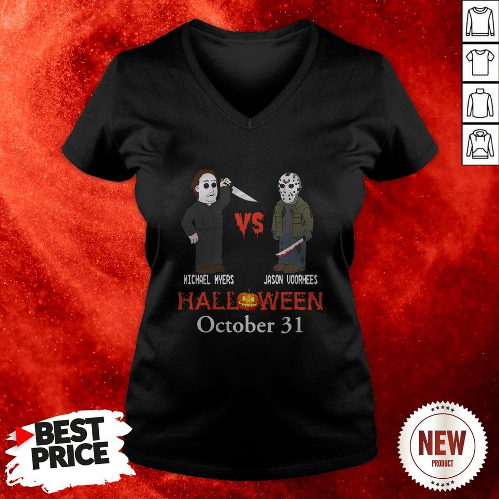 Michael Myer Vs Jacson Voorhees Halloween October 31st V Neck