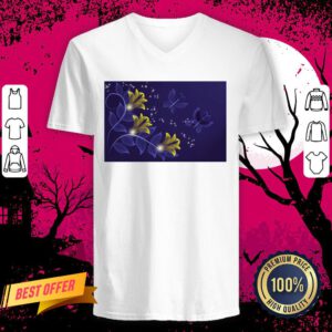 Official Blue And Gold Floral Merchandise V Neck