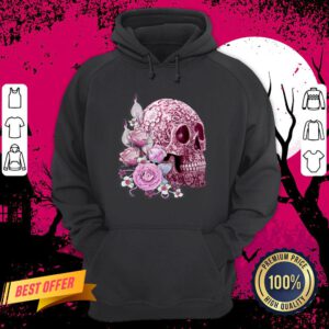 Pink Floral Pink Flowers Sugar Skull Day Of The Dead Hoodie