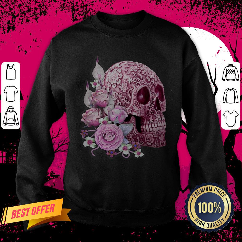 Pink Floral Pink Flowers Sugar Skull Day Of The Dead Sweatshirt