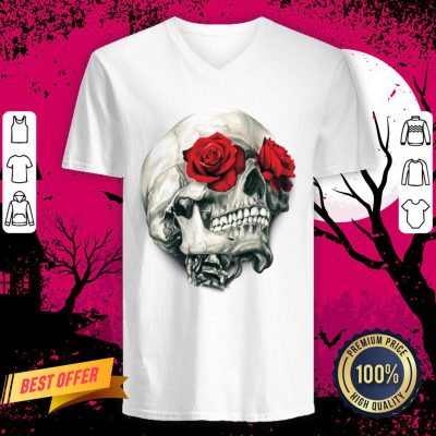Rose Eye Sugar Skull Day Of The Dead V Neck
