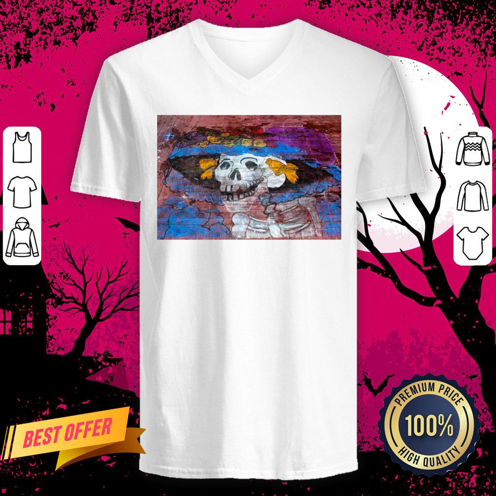 Skeleton Dia De Muertos Day Of The Dead In Playa Del Carmen V Neck