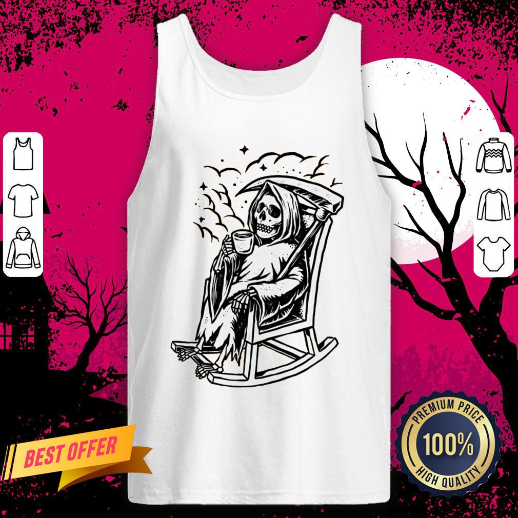 Skeleton Loves Drinking Coffee Halloween Day Tank Top