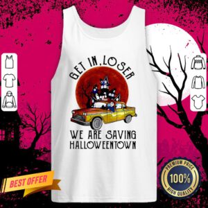 Skeleton Riding Taxi Get In Loser We Are Saving Halloweentown Sunset Tank Top