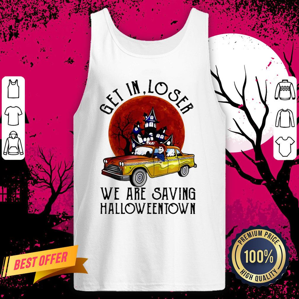 Skeleton Riding Taxi Get In Loser We Are Saving Halloweentown Sunset Tank Top
