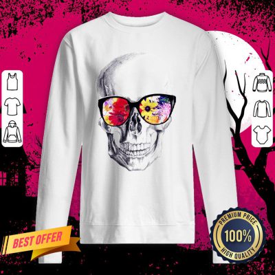 Skull With Floral Glasses Day Of The Dead Dia De Muertos Sweatshirt
