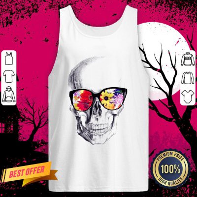 Skull With Floral Glasses Day Of The Dead Dia De Muertos Tank Top
