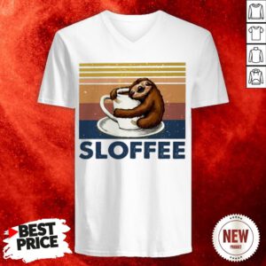 Sloth Hug Coffee Sloffee Vintage V-neck