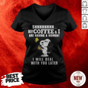Snoopy Woodstock My Coffee And I Are Having A Moment I Will Deal V-neck