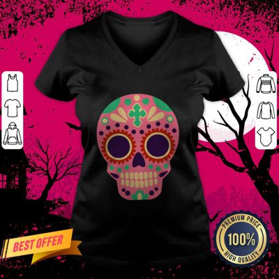 Sugar Skull Day Of The Dead Dia De Los Muertos V Neck