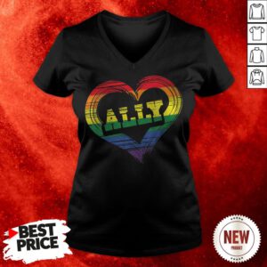Teacher Ally LGBT Gay Lesbian Pride LGBT Rainbow Flag V-neck