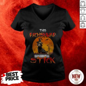This Dachshund Witch Can Drive A Stick Halloween V Neck