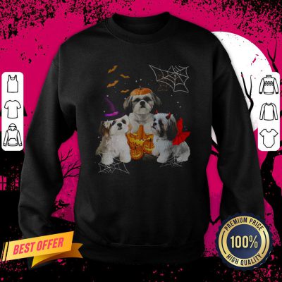Three Shih Tzus Dogs Halloween Sweatshirt