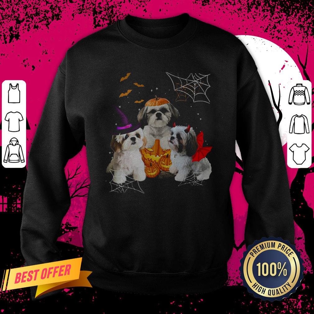 Three Shih Tzus Dogs Halloween Sweatshirt
