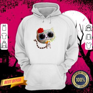 White Cat Of The Dead Dia De Muertos Sugar Skull Hoodie