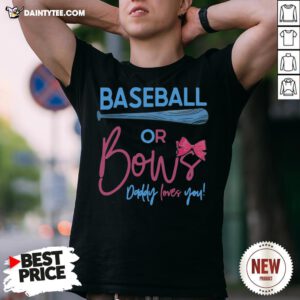Awesome Baseball Or Bows Gender Reveal Party Shirt- Design By Daintytee.com