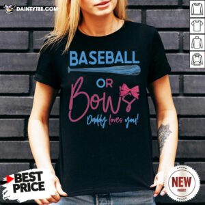 - Design By Daintytee.comAwesome Baseball Or Bows Gender Reveal Party V Neck