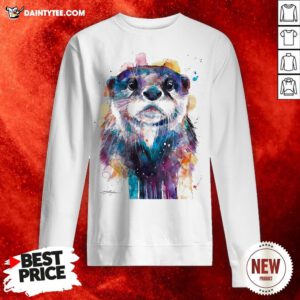 Awesome Otter Watercolor Art Sweatshirt