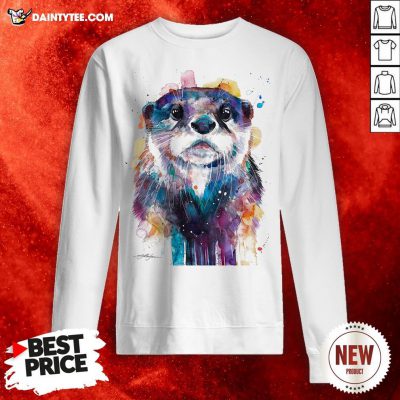 Awesome Otter Watercolor Art Sweatshirt