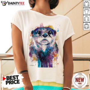 Awesome Otter Watercolor Art V Neck