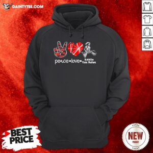 Awesome Peace Love Eddie Van Halen Hoodie- Design By Daintytee.com