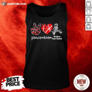 Awesome Peace Love Eddie Van Halen Tank Top- Design By Daintytee.com