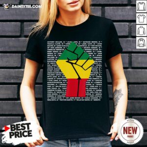 BLM Shirt Say Their Names Victim Fist V Neck