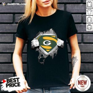 Blood Inside Me Superman Green Bay Packers V Neck