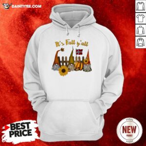 Funny Gnomes Sunflower It's Fall Y'all Halloween Hoodie- Design By Daintytee.com