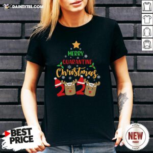 Funny Merry Quarantine Christmas 2020 V Neck- Design By Daintytee.com