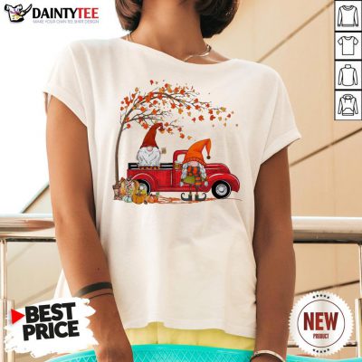 Gnomes It’s Fall Y’all Pumpkin Truck Autumn Tree V Neck- Design By Daintytee.com